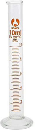 Messröhrchen aus Glas, Zylinderform, Glasmessung für Chemielabor, professionell, transparent, 10 ml