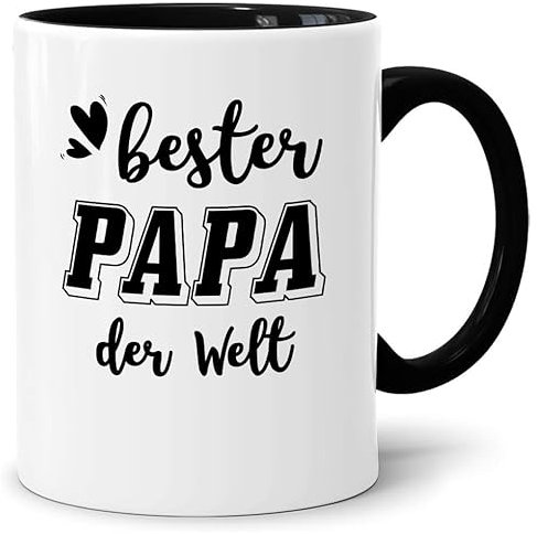 Papa Tasse mit Spruch Bester PAPA der Welt, Geschenkidee für Papa zum Geburtstag, Vatertag, Weihnachtsgeschenke für Vater von Kindern Tochter Sohn, Geschenk Kaffeetasse (Schwarz für Papa)