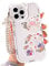 NITITOP Compatible for iPhone 15 Pro Case Clear Cute Flower Floral Bear for Girls Women Pattern with Chain Lanyard Wrist Strap Soft TPU Shockproof Protective Girly - Bear