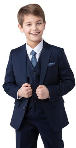 SANDER STELLAN Festlicher Jungen Anzug Kommunionanzug Kinderanzug Set 6-teilig blau 152