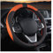 JNNJ Lenkradbezug Auto, Mikrofaser-Leder-Lenkradabdeckung, Sport Anti Rutsch 38cm Lenkradbezug, Lenkrad Abdeckung Echtes Leder Breathable Anti Slip(Schwarz/Orange)