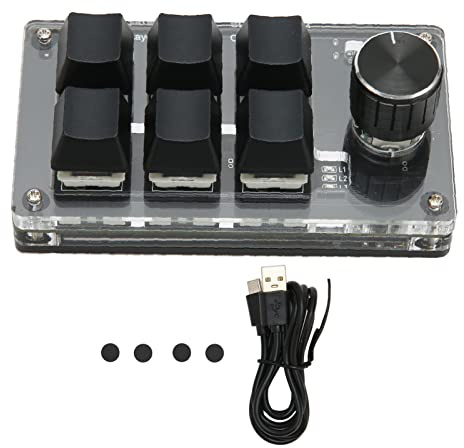 Naroote Clavier Macro, Clavier De Jeu À 6 Touches, Mini Clavier avec Bouton, Commutateur Bleu, Filaire, USB, sans Fil, Bluetooth, Connexion Double Mode, Clavier Mécanique Programmable