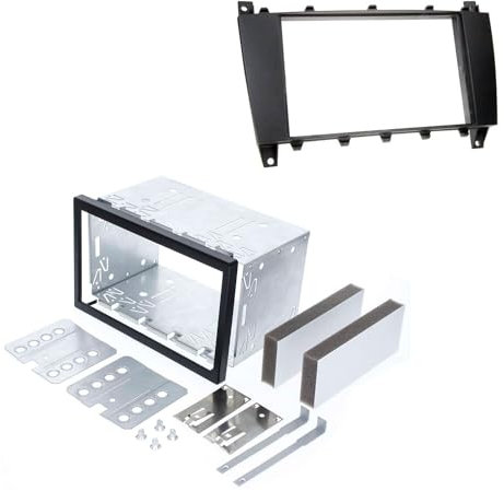 Audioproject A303-20 - Kit de façade d'autoradio double DIN pour Mercedes Benz Classe C W203 S203 CL203 CLC 2004-2007 Cadre de montage en métal 2 DIN noir