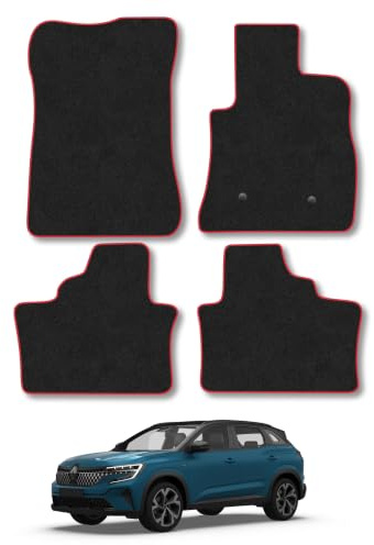 Renault Austral (2022+) Carpet Car Mats | Red Edge Trim Tailored Fit Floor Mats Full Coverage Protection Accessories Easy Clean Anti Slip Made in the UK