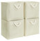 Mangata Cube Storage Boxes 30x30x30cm, Fabric Storage Basket for Cupboards, Shelves, Closet, Light Beige (Collapsible, 3 Pack)