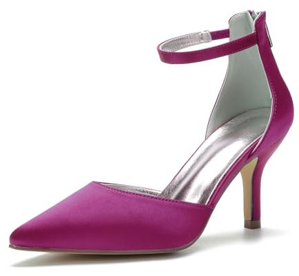 LMUIPMAA Cerniera Decollete Eleganti Tacco Medio con Punta Chiusa y Cinturino Donna,Viola,36 EU