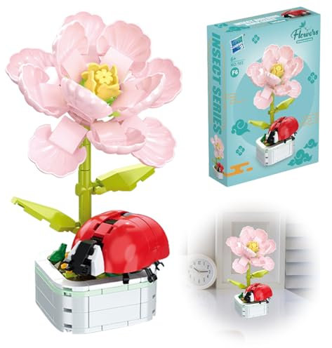 SPHERETRON Klemmbausteine Blumen Klemmbausteine Erwachsene Blumen Klemmbausteines Bausteine Blumens Klemmbausteines Marienkäfer Für Klemmbaustein Geschenk