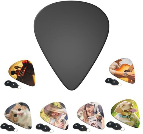 PLKIUYT PureBlack Gitarrenplektren, personalisiertes Gitarrenzubehör, zweiseitiger Druck mit Ihrem Namen, Text, Bild, Gitarrenplektrum für Männer und Frauen, PureBlack, 1 Set, 0,71 mm, 6 Stück