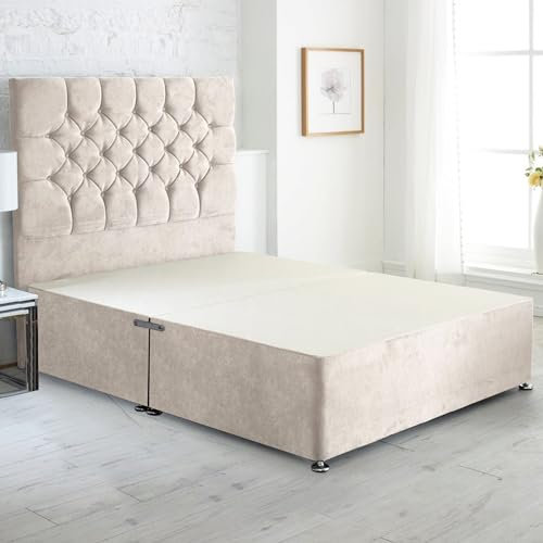 ComfoRest - Durable 4FT6 Double Divan Bed NO DRAWER | Classy Frame with Premium Design | Reliable Option for Practical Bedrooms | Chic Style for Modern and Classic Interiors (Cream Naples)