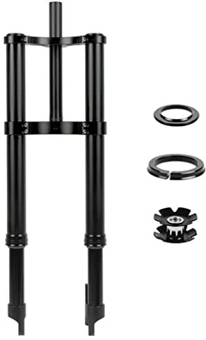 20-Zoll-Fatbike-Gabel, doppelte Schulter-Umkehrgabel, Snowbike-Federgabel, Federweg 120 mm, gerades Rohr, Vorderradgabel für 4,0-Zoll-Reifen, E-Bike (Farbe: 20 Zoll, Schwarz)