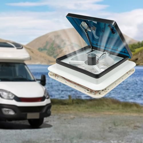 Kozivmo RV-Dachventilator, Belüftung für Wohnmobil Dachventilator, 10 Großen Ventilatorflügel, extrem geräuscharmer Dauerbelüftung RV mit LED-Licht, maximales Abluftvolumen von 30m³/min