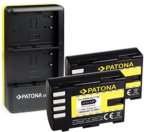 PATONA Dual Ladegerät mit 2X Akku DMW-BLF19E / BLF19 Kompatibel mit Panasonic Lumix DC-G9 DC-GH5 GH5L GH5M DMC-GH3 GH3A DMC-GH4 GH4A GH4H GH4M GH4R GH4U