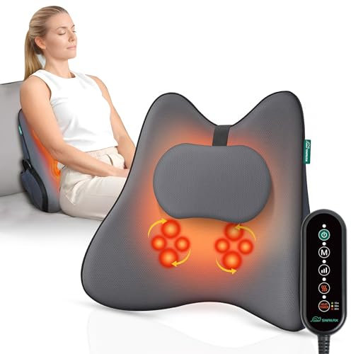 Snailax Shiatsu-Nackenmassagegerät mit Wärme, 4D Knet-Massagekissen für Nacken Rücken Schulter, Massagegerät Rücken Nacken, Rückenmassagegerät, Geschenke für Mama Papa Frauen
