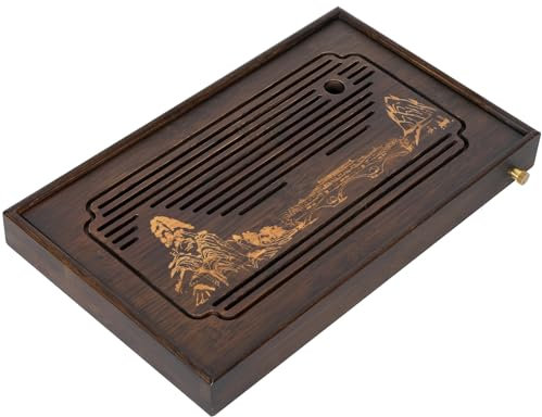 Jotsport 15 Inch Bamboo Kung Fu Tea Tray with Water Storage Drainage for Gongfu Tea Set Chinese Tea Ceremony Serving Table Set