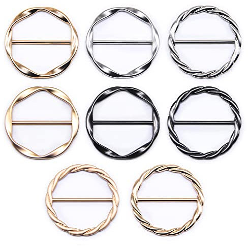 Jamsinmu 8 Stück T Shirt Clips Schal Ring Clip Runder Schnalle Gürtelschnalle mit verschiedenen Farben 35mm