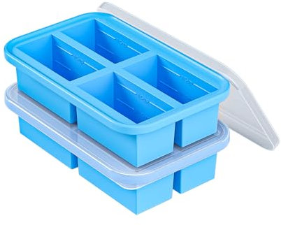 1 Cup Silicone Freezer Trays with Lid,2 PCS Soup Freezer Trays & Molds & Containers,Large Silicone Ice Cube Tray,For freezing and storing soups, broths, sauces and leftovers