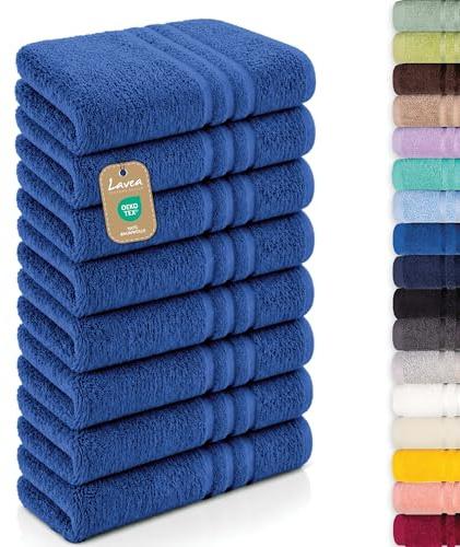 Lavea® 8er Set Handtücher 50x100 cm - Royalblau | Elena Frottiererie, 100% Baumwolle, Saugstark & Weich, Handtücher Set, Waschbar, Gäste Handtücher, Frottierhandtuch