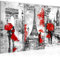 Runa Art Wandbilder Paris Bild XXL Wohnzimmer Schlafzimmer Grau Rot Liebe 120 x 80 cm 3 Teilig 050931a