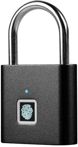 Serrure à empreintes digitales : serrure intelligente étanche, serrure avec empreintes digitales, cadenas avec empreintes digitales, charge USB, cadenas pour salle de sport, bagages (noir)