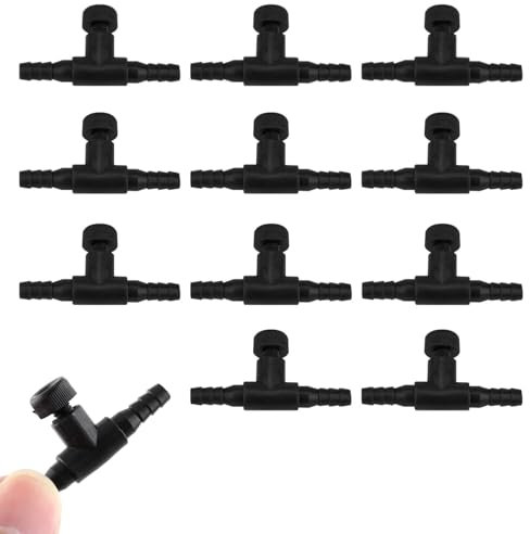 Luftpumpe Regelventile, 12 Stk Aquarium-Luftregelventile, T-Form Aquarium Schlauchverbinder Ventil, Kunststoff Aquarium Luftschlauch Stecker Aquatic Schlauchverbinder Supplies für 4mm ID Luftschläuche