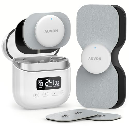 AUVON Wireless 24 Modes TENS Unit Muscle Stimulator for Pain Relief, Smart Rechargeable TENS Machine with Dual Size 6 TENS Pads for Physical Therapy, Pocket-Size TENS Device for Shoulder & Back Pain
