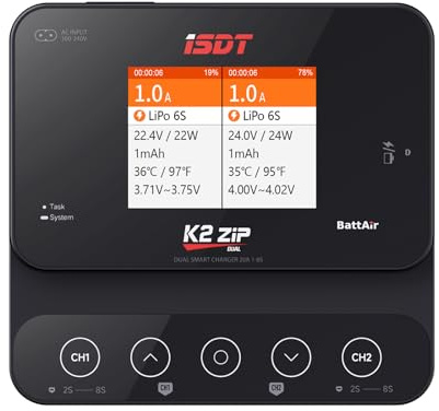 ISDT K2 Zip Lipo Akku Balance Ladegerät Entlader 1-8S AC 200W DC 500Wx2 20A Smart Charger für Life, Lilon, LiPo, LiHv/Pb/NiMH Akku Balance Ladegerät