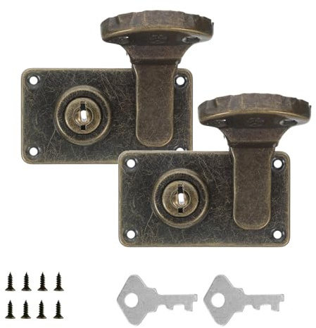 2 Pezzi Ganci a scrocco in Bronzo Antico, Serratura Valigia Antica Chiusura con Viti Fermi Decorativi, Cerniere e Chiusure per portagioielli, per Bagagli Baule, Cassette di Legno Armadi Portagioie