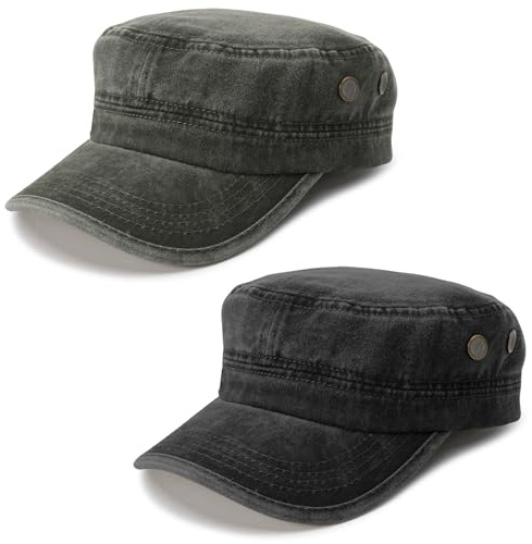Meng Jiaran 2 Pcs Military Caps Washed Army Cap Cadet Baseball Caps Vintage | Flat Top Hat, Men's Hats & Caps, Army Hat, Cotton, Adjustable