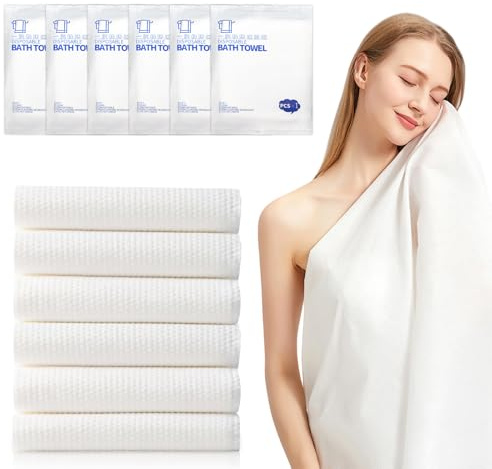 flintronic Komprimierte HandtüCher Tabletten, 6PCS Komprimiertes Handtuch Einweg, Compressed Mini Face Handtücher Tablets, Tragbare Handtücher für Outdoor, Reisen, Arbeitsplätze, Zuhause, 140x70cm