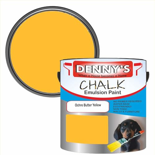 Premium Interior Wall & Furniture Chalk Paint – Ochre Butter Yellow – Rich Matt Finish, Durable & Washable, Low Odour, Ideal for Living Rooms, Bedrooms & Hallways (250ML Tin)