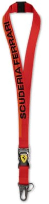Ferrari Scuderia Logo-Lanyard - Rot - Einheitsgröße | Teaminspiriertes Design und Branding, Abnehmbarer Karabiner-Schlüsselring, Offiziell lizenziert