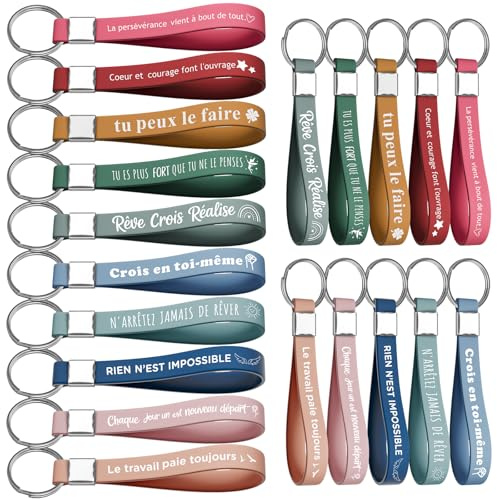 Yuecda Porte-clés inspirant, cadeau de remerciement, porte-clés en silicone, motivation porte clef lot, pour encourager les employés, les collègues, les adolescents, les enseignants
