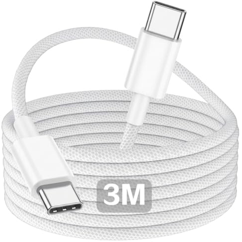 USB C Charger Cable 3M for iPhone 17 16 15, Extra Long USB C to USB C Cable Fast Charging Cable Type C to Type C Fast Charger Cable USBC Charging Wire for 17 Pro Max/Air/17/16/16 Pro/15 Plus/15/iPad
