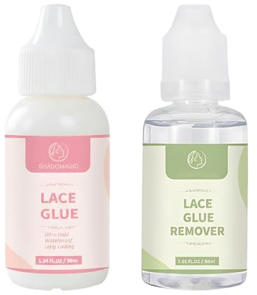 Perückenkleber & Kleberentferner Set, Wig Glue Unsichtbare Klebung Wasserfest, Schnell Entkleben, 38ml Kleber,30ml Bonding Löser für Extensions, für Perücken, Toupet, Extensions, Zweithaar, Haarteil