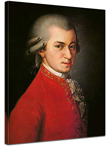 Bilderdepot24 Bild auf Leinwand | Wolfgang Amadeus Mozart Portrait in 60x80 cm als Wandbild | Wand-deko Dekoration Wohnung Berühmtheiten & Zeitgeschichte | 181070-60x80