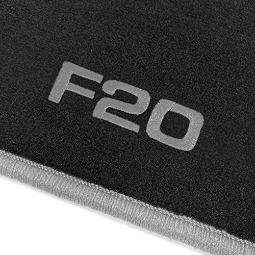 online-fussmatten OFM-Q300_F20-502 Passform Velours-Fußmatten mit Bestickung F20 und Rand in Silbergrau