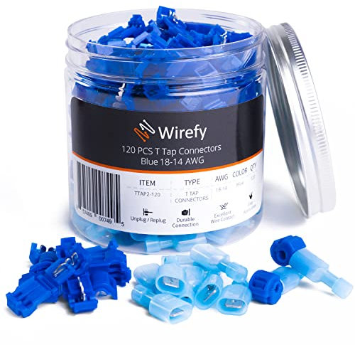 Wirefy Stromdieb Kfz - T-Tap Blaue Abzweigverbinder im Set - Kabelverbinder mit Flachstecker Schnellverbinder - Abzweigklemme 1,5-2,5mm² - 120 Stück