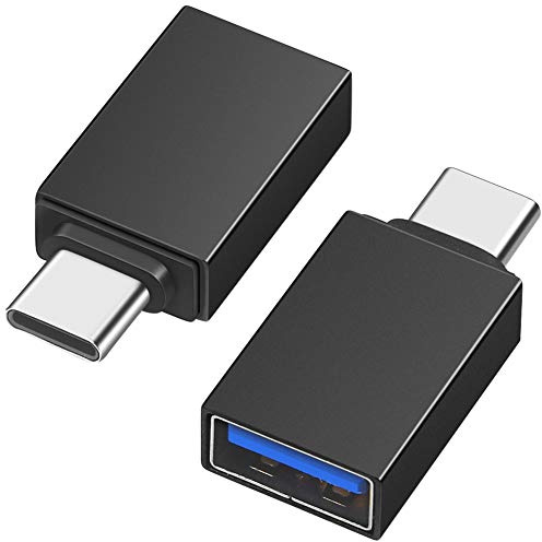 Adaptateur USB C vers USB (Paquet de 2), Adaptateur Type-C vers USB-A 3.0 OTG Compatible avec MacBook Pro, Samsung Galaxy S8/S9/S10 Périphériques USB Type C, Noir
