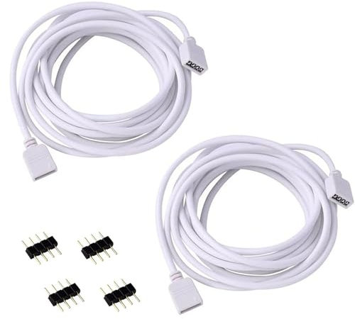 Aroidful 2Pcs 9.8ft/3m 4PIN LED Strip Light Extension Cable Wire, RGB LED Cable 4 Pin for SMD 5050 3528 2835 RGB LED Light Strip