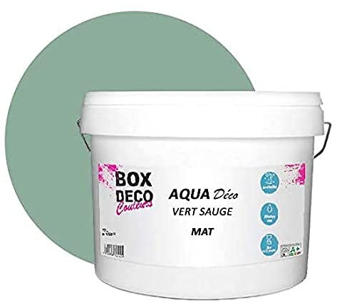 BOX DECO COULEURS Peinture murale acrylique aspect mat Aqua Déco - 10L, Vert Sauge