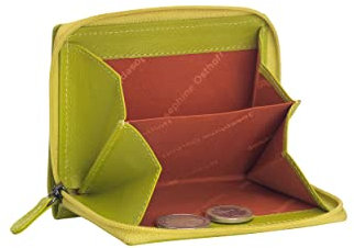Josephine Osthoff Geldbörse Reißverschluss klein Damen Münzfach Herren echt Leder mit RFID Schutz Damen Kleiner Geldbeutel Portemonaie (232), Farbe:Limone
