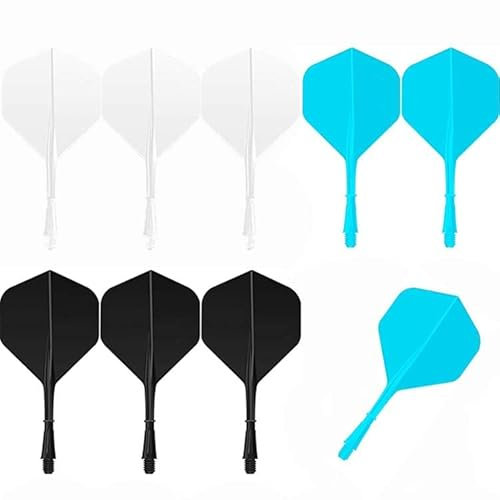 DAHI 9pcs Dart Schäfte und Flights aus einem Stück Dartpfeile Zubehör 2BA Dart shafts und Flights schwarz/blau/weiß
