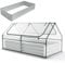 COSTWAY Raised Garden Bed with Greenhouse, Outdoor Elevated Planter Box with PVC/PE Cover & Dual 2-Tier Roll-Up Windows, Steel Mini Growhouse for Patio (PVC Cover, Silver+Clear, 180 x 90 x 91cm)