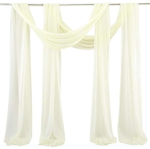 PTNKUIIY Hochzeitsbogen Vorhang, 2 Stück Drapierstoff Tüllstoff Tüll Foto Hintergrund Hochzeit Vorhang Deko Querbehang Traubogen Vorhang Hochzeitsdekoration Brautparty,Urlaub Party -75 * 600cm,Beige
