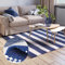 MY-RUG Fleckerlteppich 140 x 200 cm - Blau Weiß gestreift, handgewebt, recycelte Baumwolle als Flickenteppich und Wendeteppich, moderner Chindi Kelim Teppich Aarav
