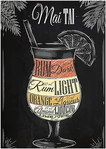 Generisch Cocktail Poster - Mai Tai Drink Kunstdruck Wandbild für Küche oder Bar P273N (50x70 cm)
