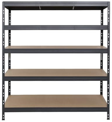 Master Regale Rivet Schwerlastregal mit lackierbaren HDF-Platten, 180x150x45cm (HxBxT), 5 Böden mit je 250kg Tragkraft, anthrazitgrau, praktisches Stecksystem, umweltfreundlich und recycelbar