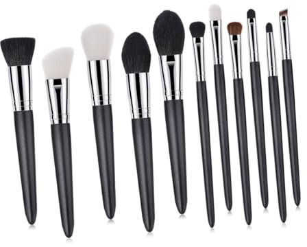 minkissy Ensemble De 11 Pinceaux De Maquillage En Poils De Chèvre Outils De Beauté Pour Femmes Kit De Pinceaux De Mélange De Maquillage Avec Manche En Bois Pour La Maison Et Les Voyages