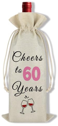 60th Birthday Gifts for Women Men 60th Birthday Birthday Party Decorations Wine Gift Bag 60 Year Old Birthday Gifts for Mum Dad Grandma Grandpa Sister Husband Wife Best Friend