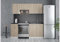 .Deftrans Küchenmöbel First - 5-teiliger Set in Sonoma Eiche-Weiß, inkl. 80 cm Spülschrank, 40 cm Schubladenschrank, 60 cm Dunstabzugshaube, 80 cm Hängeschrank, 40 cm- Ohne Elektrogeräte
